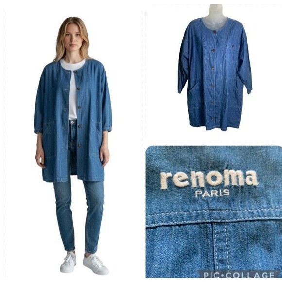 Vintage Renoma Paris Japan Apron Association Utility Jacket Denim Streetwear XL - Picture 10 of 16